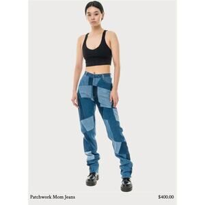 KSENIA SCHNAIDER NWT Patchwork Mom Jeans Up-cycle Denim Black 100% Cotton Size S
